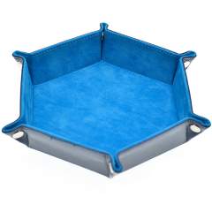 Foldable Leather Hexagon Sky Blue Dice Tray  1