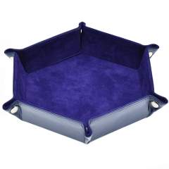 Foldable Leather Hexagon Purple Dice Tray  1