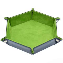 Foldable Leather Hexagon Light Green Dice Tray  1