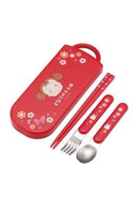 Mei Red Chopsticks, Spoon and Fork Set 1