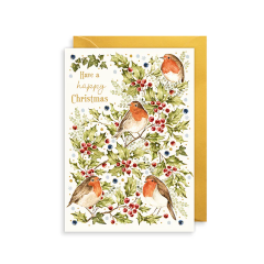 Happy Xmas Robins Card 1