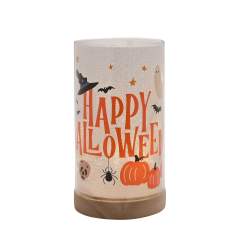 Happy Halloween Light Up Tube With Wooden Base 1